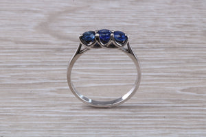 Sapphire set 18ct White Gold Trilogy Ring