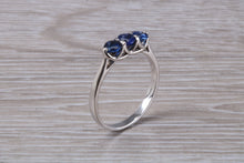 Load image into Gallery viewer, Sapphire set 18ct White Gold Trilogy Ring