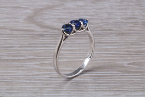 Sapphire set 18ct White Gold Trilogy Ring