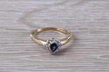 Load image into Gallery viewer, Petite Blue Sapphire and Diamond set Ring