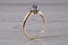 Load image into Gallery viewer, Petite Blue Sapphire and Diamond set Ring
