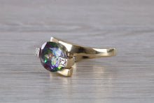 Load image into Gallery viewer, Chunky Mystic Topaz and Diamond set Yellow Gold Ring