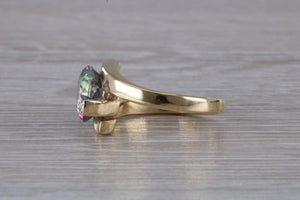 Chunky Mystic Topaz and Diamond set Yellow Gold Ring