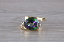 Load image into Gallery viewer, Chunky Mystic Topaz and Diamond set Yellow Gold Ring