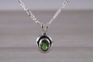 Natural Green Topaz set Silver Necklace