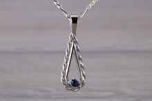 Load image into Gallery viewer, Natural Round cut Blue Sapphire set Silver Necklace