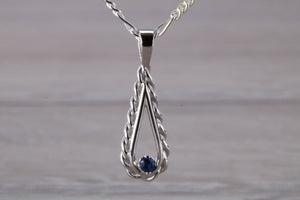 Natural Round cut Blue Sapphire set Silver Necklace