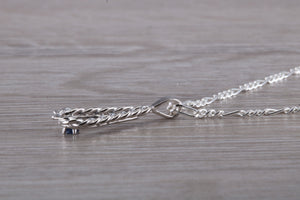 Natural Round cut Blue Sapphire set Silver Necklace