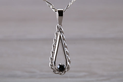 Natural Black Diamond set Silver Necklace