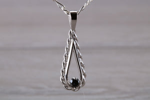 Natural Black Diamond set Silver Necklace