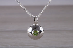 Natural Round cut Peridot Gemstone Set Silver Necklace