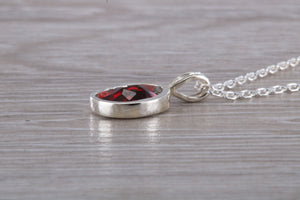 Natural Oval cut Garnet set Silver Necklace