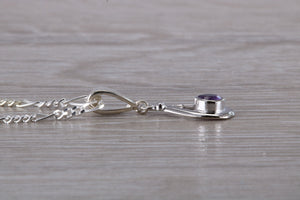 Natural Round cut Amethyst set Silver Necklace