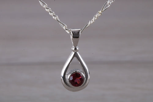 Natural Rhodolite Gemstone set Silver Necklace