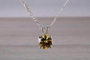 Yellow C Z Set Silver Necklace