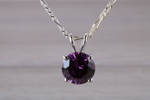 Amethyst C Z set Silver Necklace