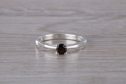 Natural Smokey Quartz Gemstone set Silver Ring