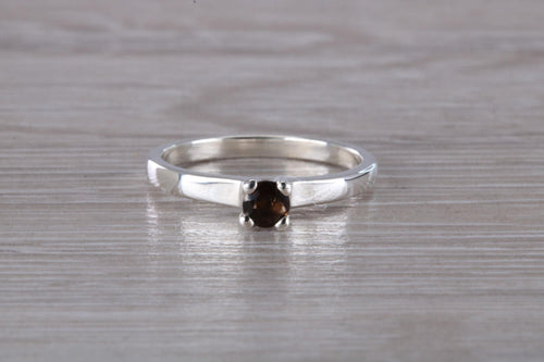Natural Smokey Quartz Gemstone set Silver Ring