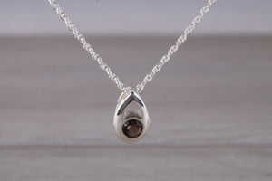 Natural Smokey Quartz set Silver Necklace