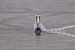 Natural Iolite Gemstone set Silver Necklace