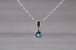 Natural Blue Topaz set Silver Necklace
