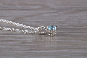 Natural Blue Topaz set Silver Necklace