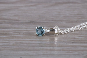 Natural Blue Topaz set Silver Necklace