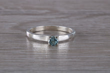Load image into Gallery viewer, Natural Blue Topaz Ring.Silver Four Claw Set Ring.November birthstone,Sagittarius Zodiac stone.Ideal 16th,18th,21st ,Anniversary Gift.