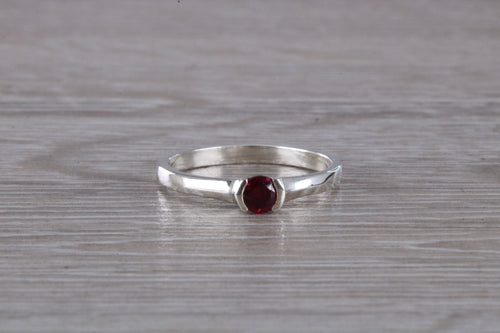 Natural Rhodolite Garnet Gemstone set Silver Ring