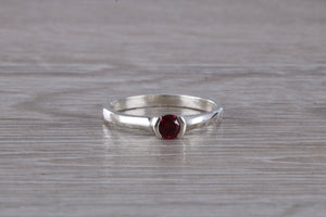 Natural Rhodolite Garnet Gemstone set Silver Ring