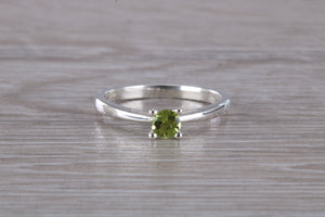 Natural Peridot Gemstone set Silver Ring