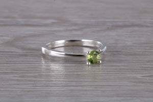 Natural Peridot Gemstone set Silver Ring
