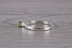 Natural Peridot Gemstone set Silver Ring