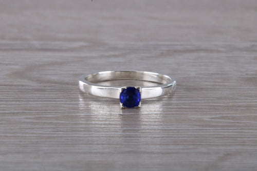 Natural Blue Sapphire Ring. Sterling Silver