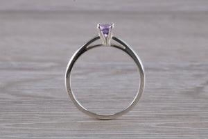 Natural Round cut Amethyst set Silver Ring
