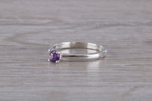 Load image into Gallery viewer, Natural Round cut Amethyst set Silver Ring