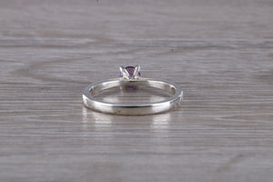 Natural Round cut Amethyst set Silver Ring
