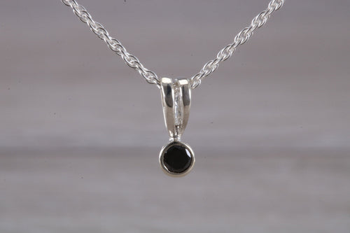 Natural Black Diamond set Silver Necklace