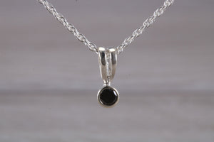 Natural Black Diamond set Silver Necklace