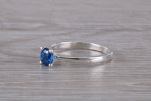 Load image into Gallery viewer, Silver solitaire set with Royal Blue sapphire cubic zirconia, simple and beautiful