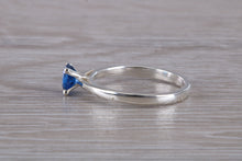 Load image into Gallery viewer, Silver solitaire set with Royal Blue sapphire cubic zirconia, simple and beautiful