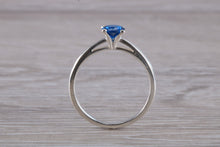 Load image into Gallery viewer, Silver solitaire set with Royal Blue sapphire cubic zirconia, simple and beautiful