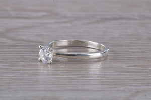Silver solitaire ring set with beautiful round Diamond white Cubic Zirconia