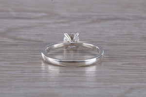 Silver solitaire ring set with beautiful round Diamond white Cubic Zirconia