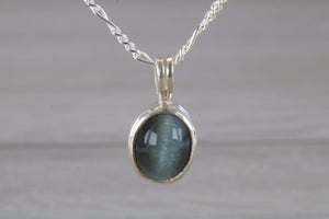 Natural Grey Cats Eye set Silver Necklace