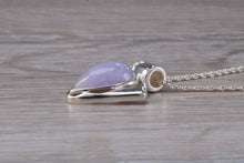 Load image into Gallery viewer, Silver Lilac Jade Necklace. Lilac Jade Pendant with 16 inch Snake chain.Jade Christmas,Birthday,Anniversary or Graduation Present.
