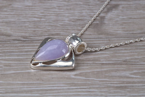 Silver Lilac Jade Necklace. Lilac Jade Pendant with 16 inch Snake chain.Jade Christmas,Birthday,Anniversary or Graduation Present.