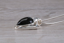 Load image into Gallery viewer, Silver Black Jade Necklace. Black Jade Pendant with 16 inch Snake chain.Jade Christmas,Birthday,Anniversary or Graduation Present.