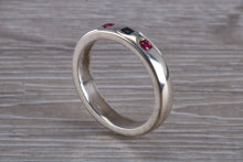 Load image into Gallery viewer, Blue Sapphire and Ruby Silver Band