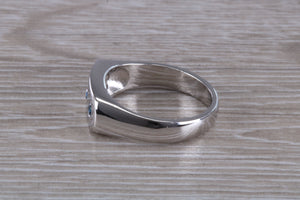 Chunky Signet Ring set with Three Natural Blue Sapphires